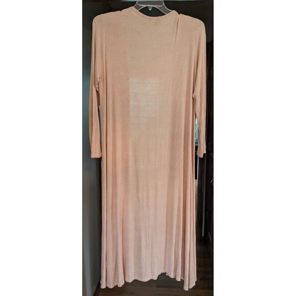Lulus Women's Dusty Rose Ribbed Long Cardigan Sweater Size XL - Picture 2 of 7
